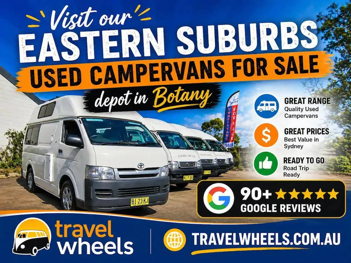 Visit Travelwheels used campervans for sale depot in Botany in the Eastern Suburbs