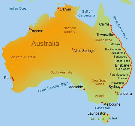 Free Australian Road Trip Planner Map of East Coast from Sydney to Cairns