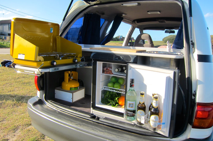 View of our Automatic camper van hire kitchen