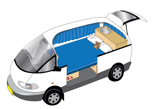 Toyota Tarago campervan night view