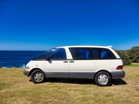 Two person campervan hire van by the beach