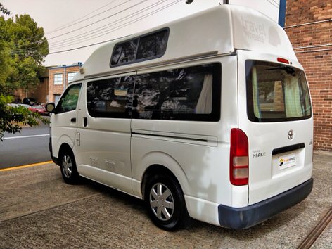 Toyota hiace campervans for sale in nsw rear view of the camper