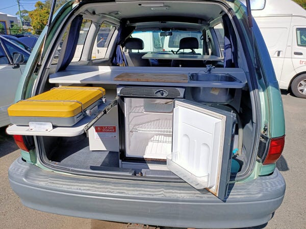 Toyota Tarago campervans for sale - rear kitchen 