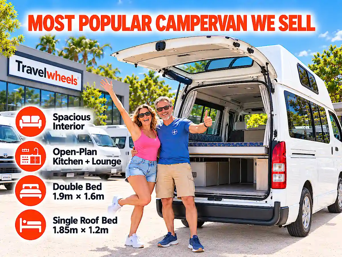 Toyota Hiace Hitop campervans for sale at Travelwheels in Sydney - most popular camper we sell