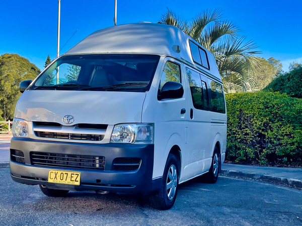 Used ex-hire Toyota Campervans for sale in Sydney - front passenger side view