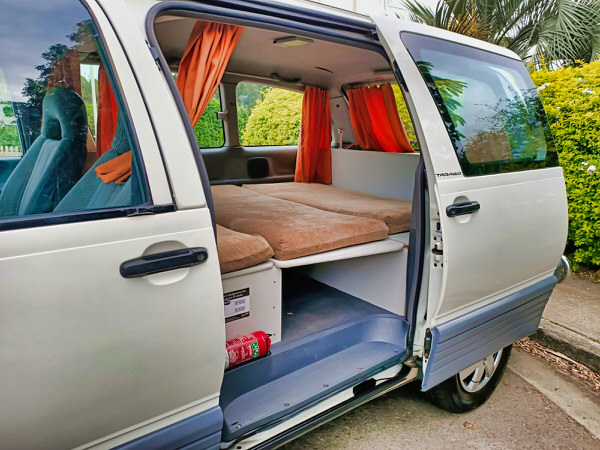 Toyota 2 person automatic campervan - photo of the bed in the back of the camper