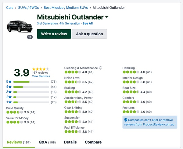 Used Mitsubishi Outlander SUV Customer Reviews and Comments in Australia - Travelwheels Campervan sales in Sydney