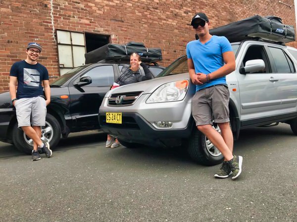 Roof Top Tent Camper for sale - photo showing customer from Europe who bought two roof top tent 4x4s to explore Australia on a budget from Travelwheels Campervans in Sydney
