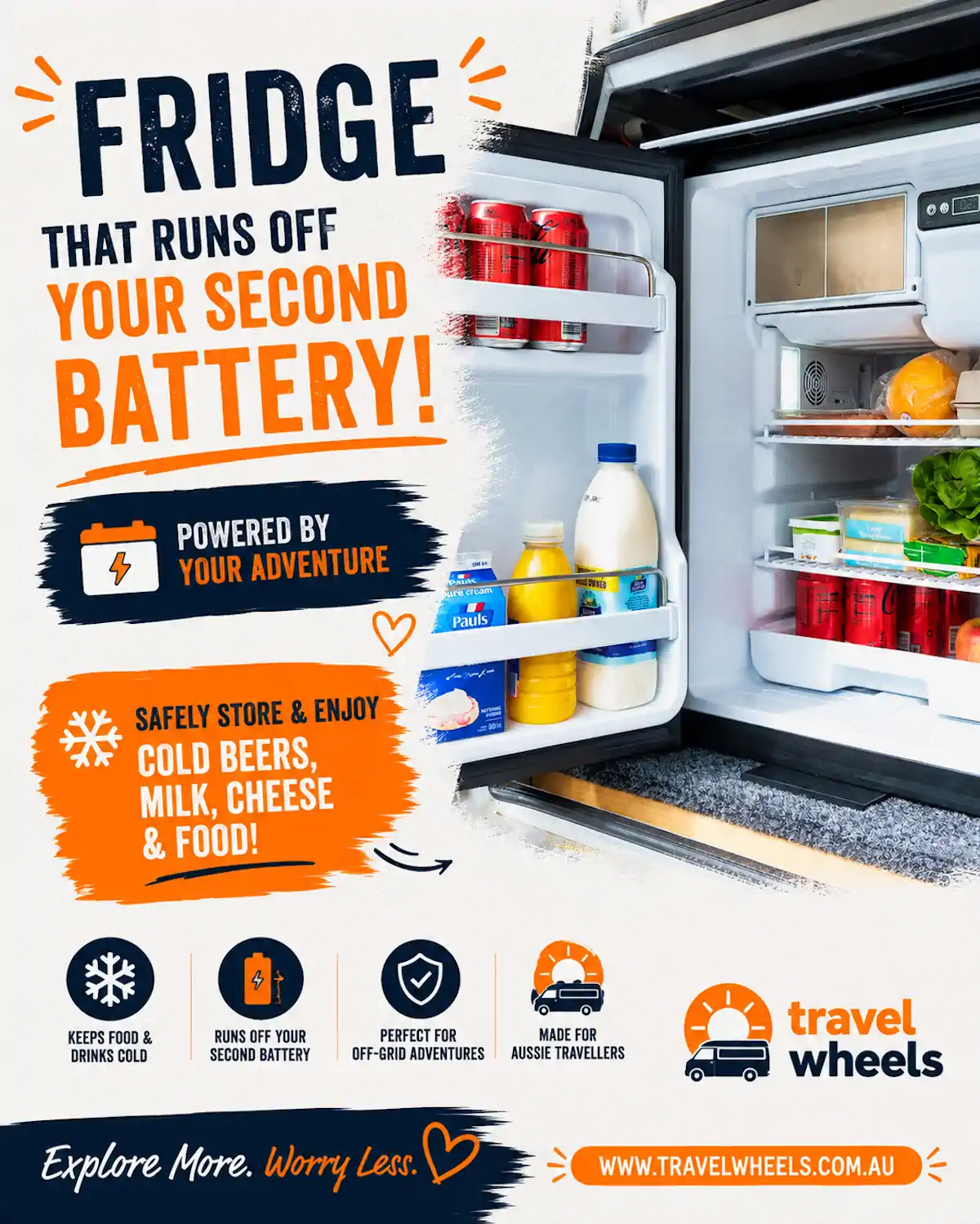 Fridge runs from second battery - Travelwheels sells and install fridges in 4x4s and campervans