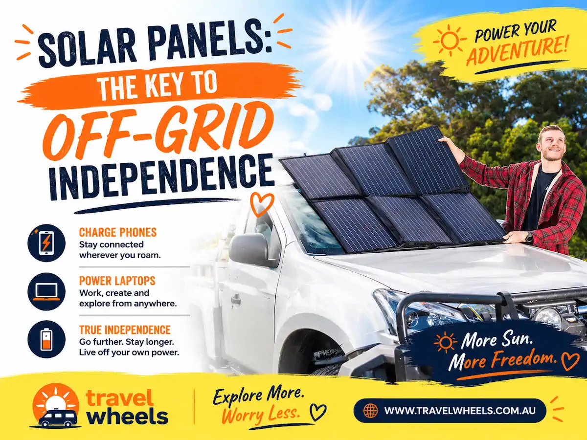 Portable Solar Panels to change up laptops, phones and off grid travelling around Australia