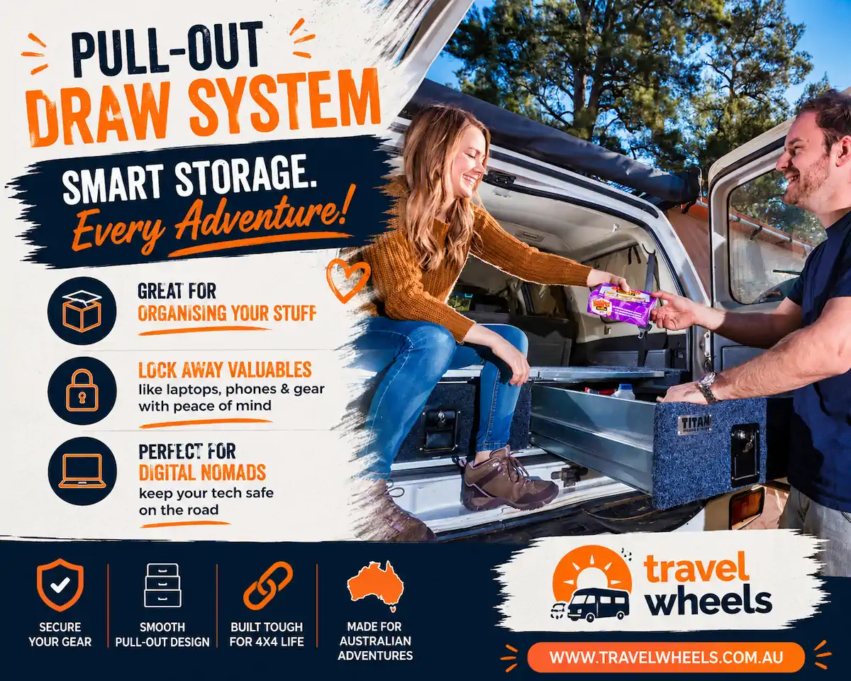 Pull our draws for practical 4x4 storage - buy from Travelwheels