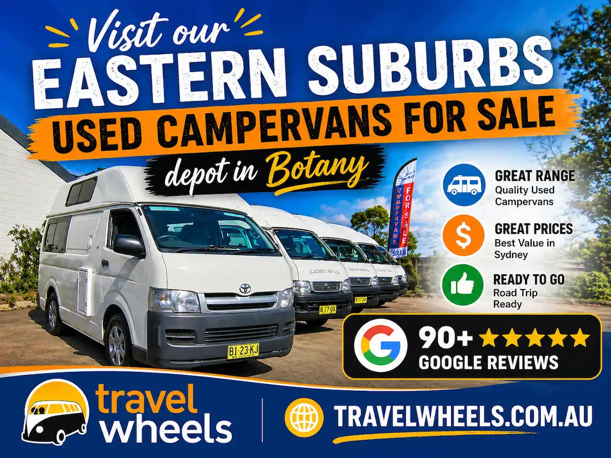 Visit Travelwheels used campervans for sale depot in Botany in the Eastern Suburbs
