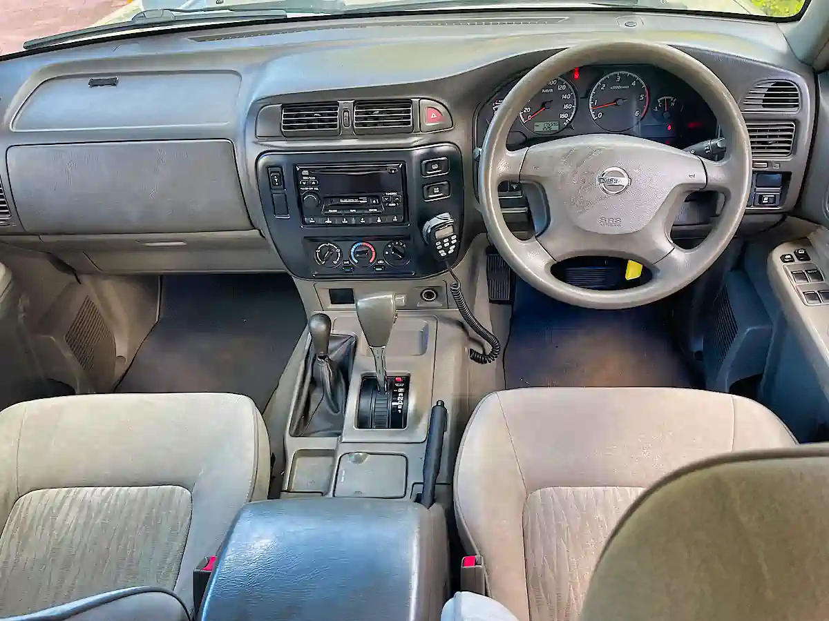 4x4 camper for sale in sydney - view from driver seat inside this used Nissan Patrol Roof Tent model