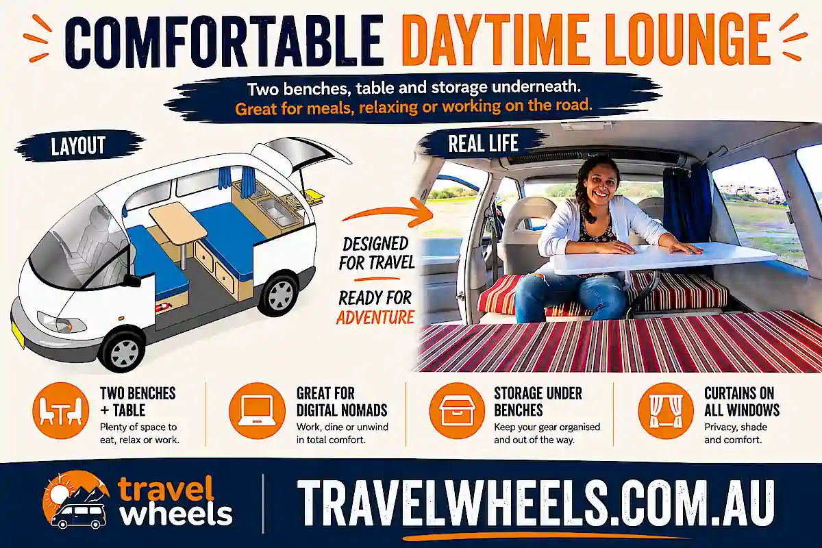 Small Automatic Campervan for sale in Sydney - daytime configuration image 