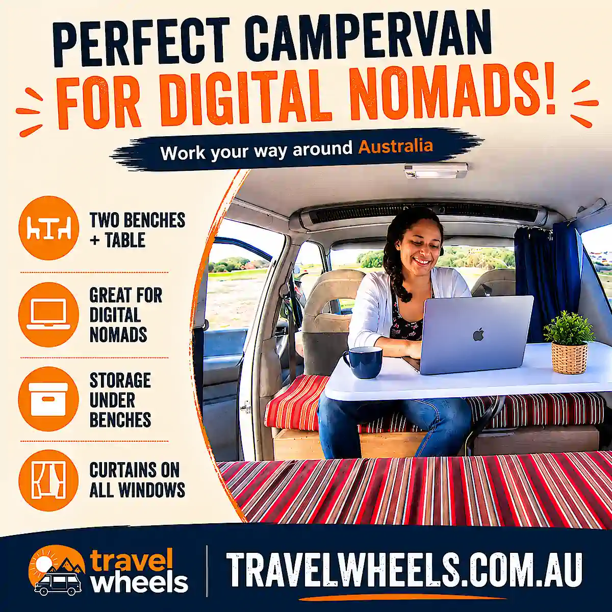 Most popular small Digital Nomad campervan we sell here in Sydney at Travelwheels