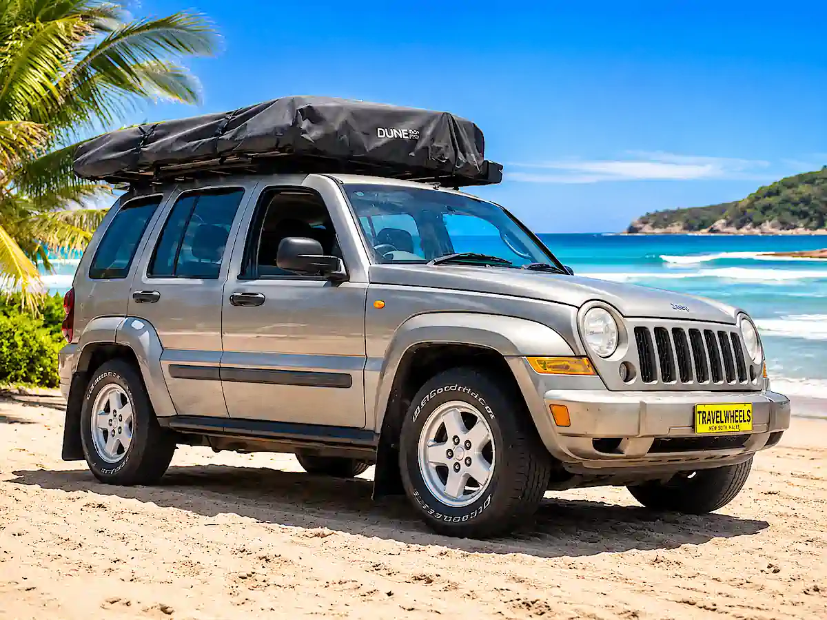 used jeep for sale - front driver side with roof tent closed
