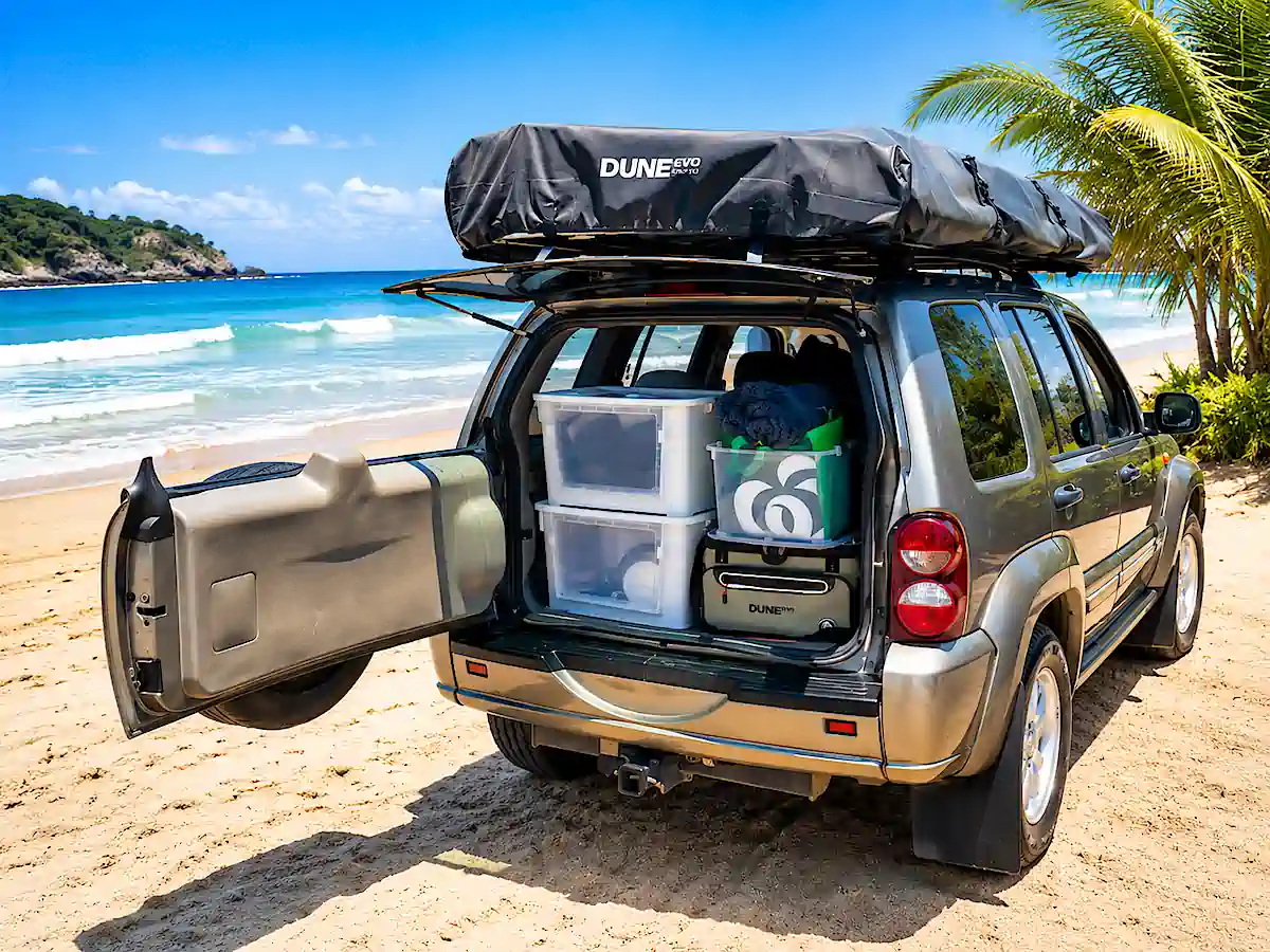 Used Jeep for sale with rear kitchen ready to travel at the beach