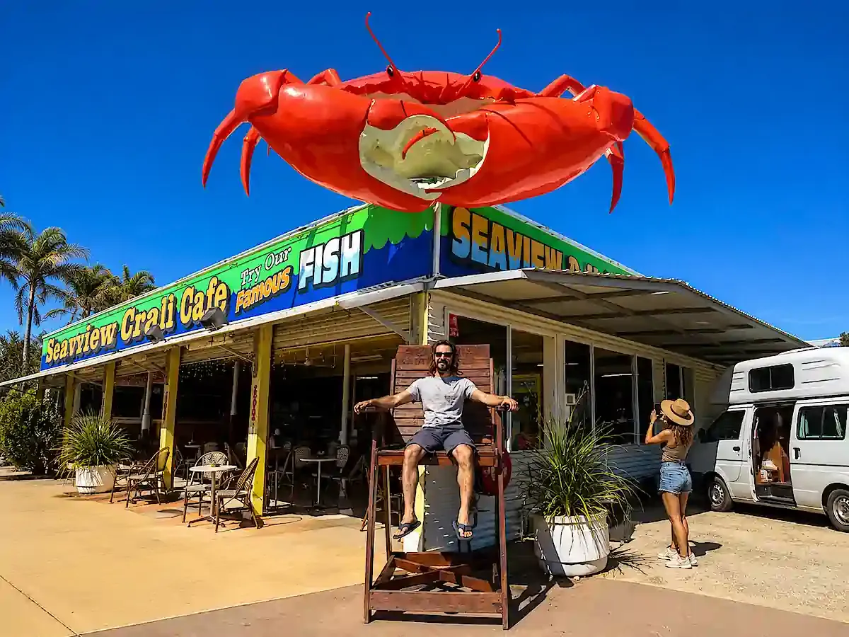 Customer photo from the big things of Australia trail - sitting under the giant crab
