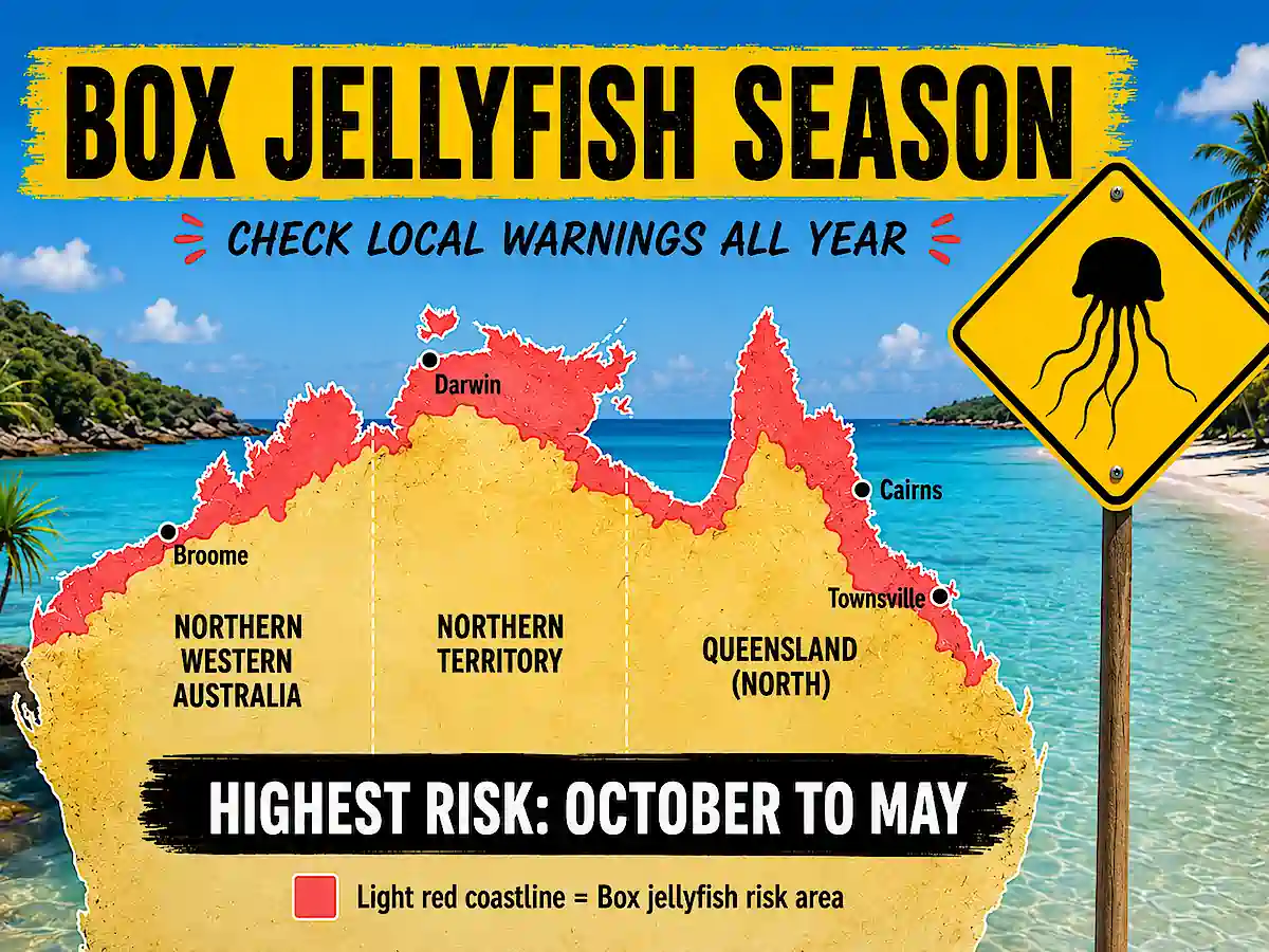 October to May in Northern Australia is the Box Jellyfish Season - please be careful