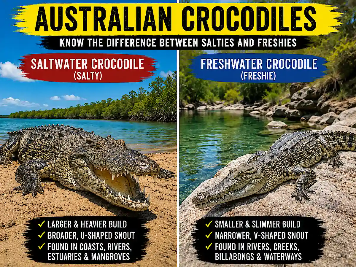 Know the difference between salties and freshies crocodiles in Australia