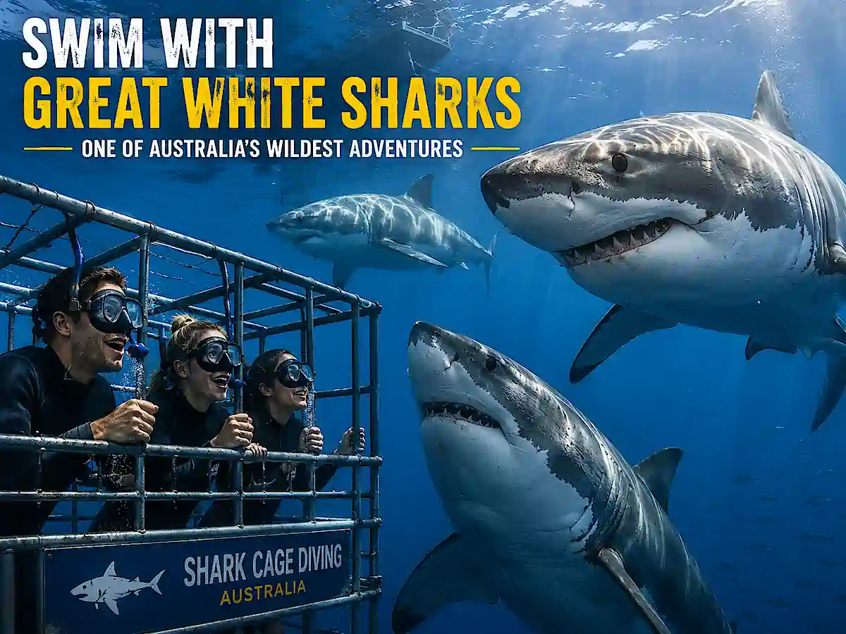 Dangerous animals in Australia - swim with great white sharks!