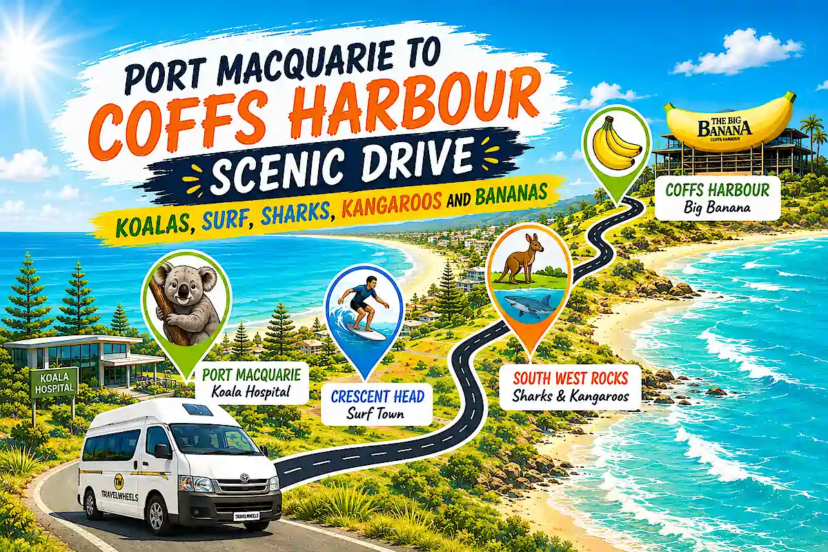 Hidden Coastal Stops between Port Macquaire and Coffs Harbour from Travelwheels Sydney to Cairns Route Planner guide
