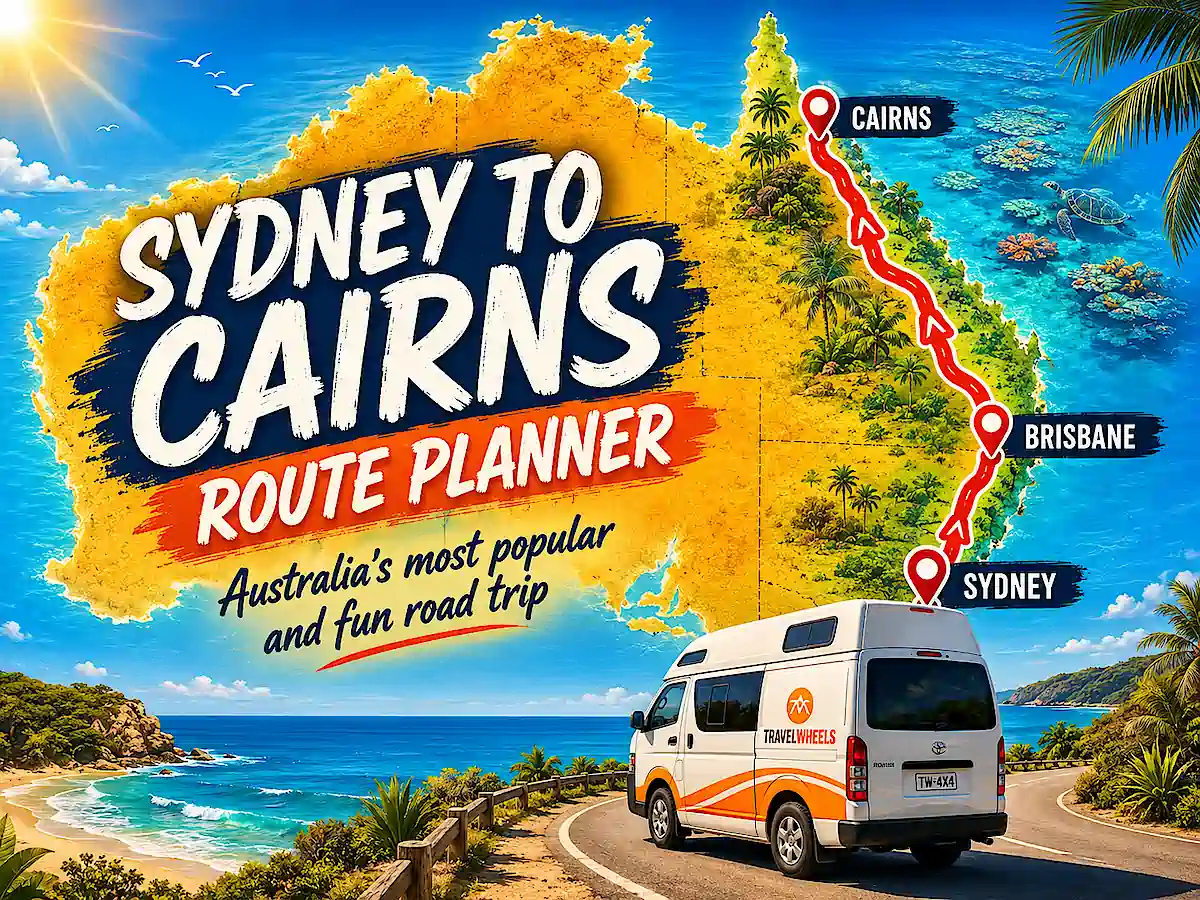Sydney to Cairns Route Planner Map from Travelwheels Campervans in Sydney
