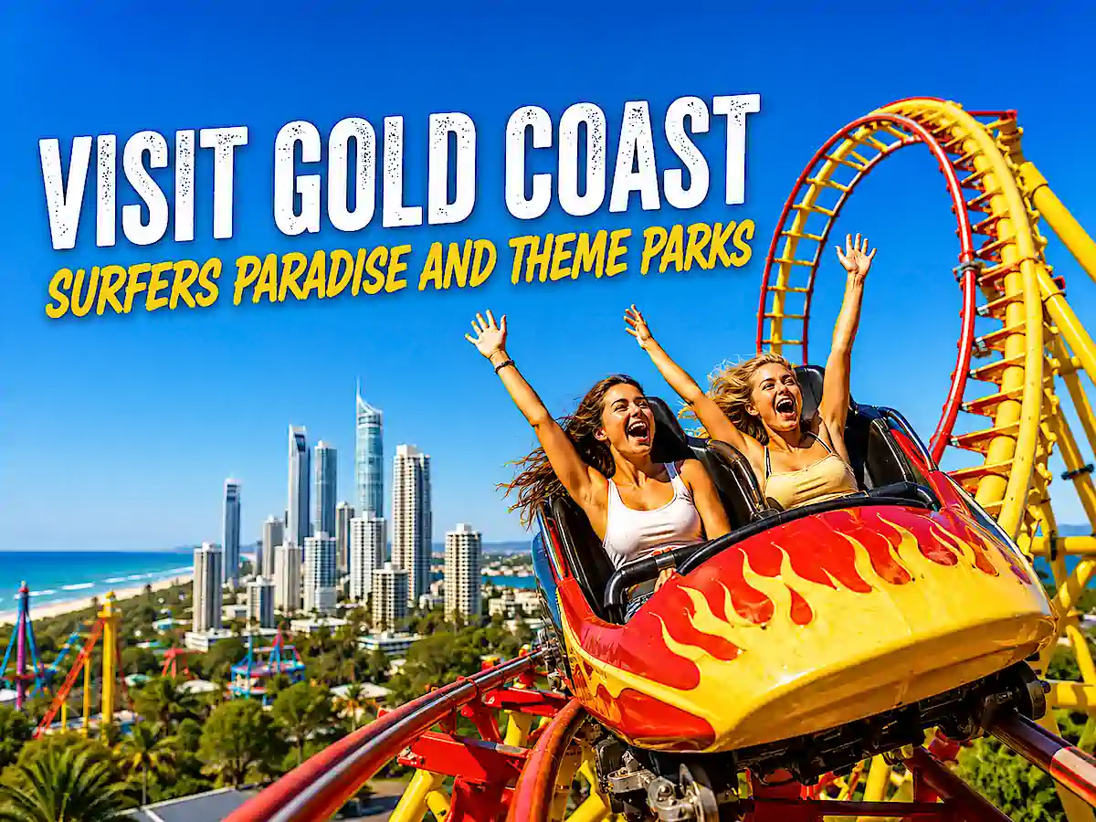 Visit the Gold Coast of Australia world famous theme parks in our Sydney to Cairns Route Planner guide