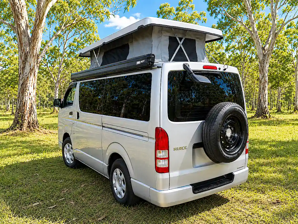 Automatic Campervan for Sale - Toyota Pop Top Campervan rear passenger side view