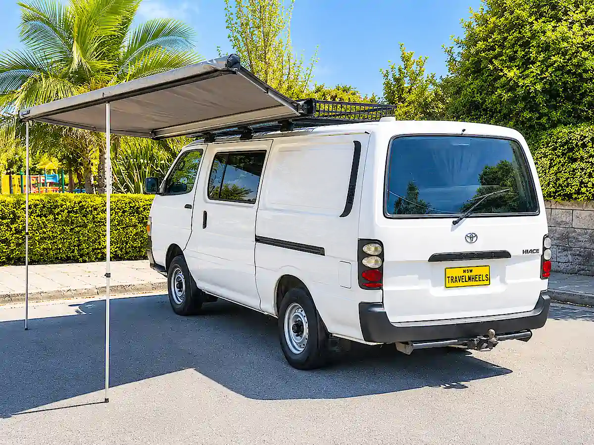 Toyota Campervan for sale in Sydney - with awning in the open position