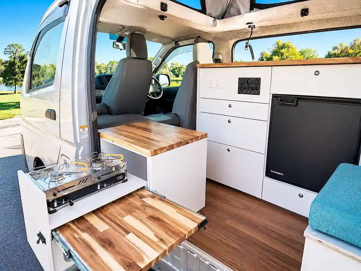 Toyota Pop Top Campervan for sale Travlewheels sydney - Practical pull out kitchen