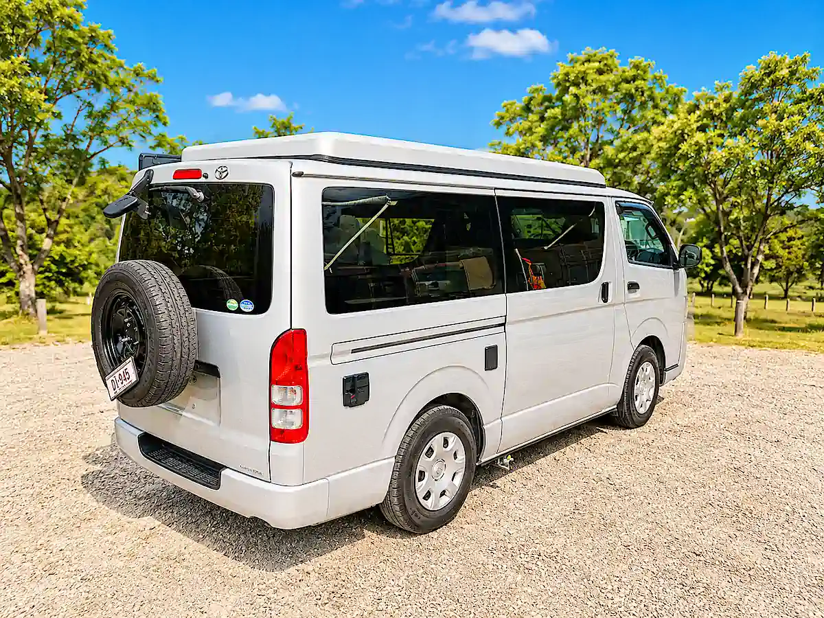 Toyota Pop Top Campervan for sale Travlewheels sydney - rear driver view
