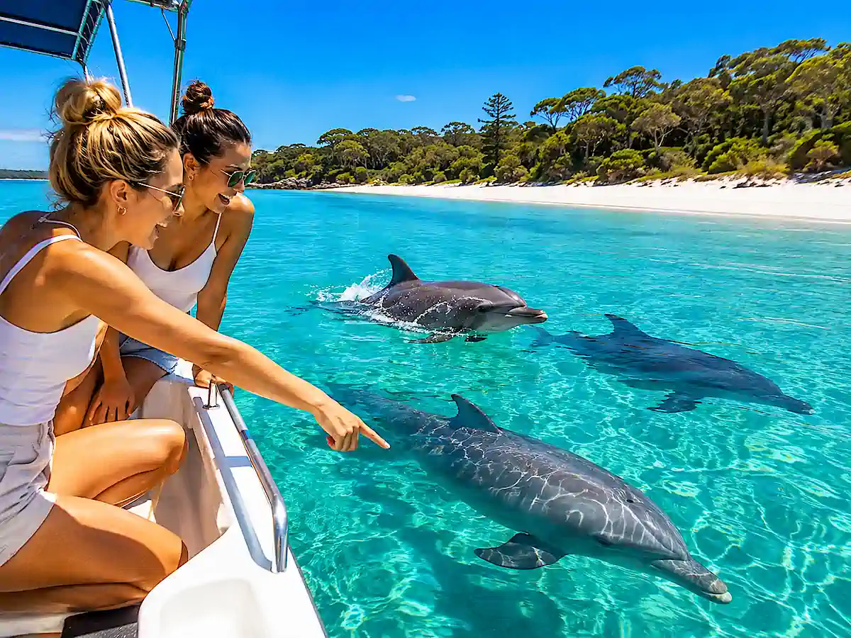 Sydney to Jervis Bay road trip – watching wild dolphins swimming alongside a boat