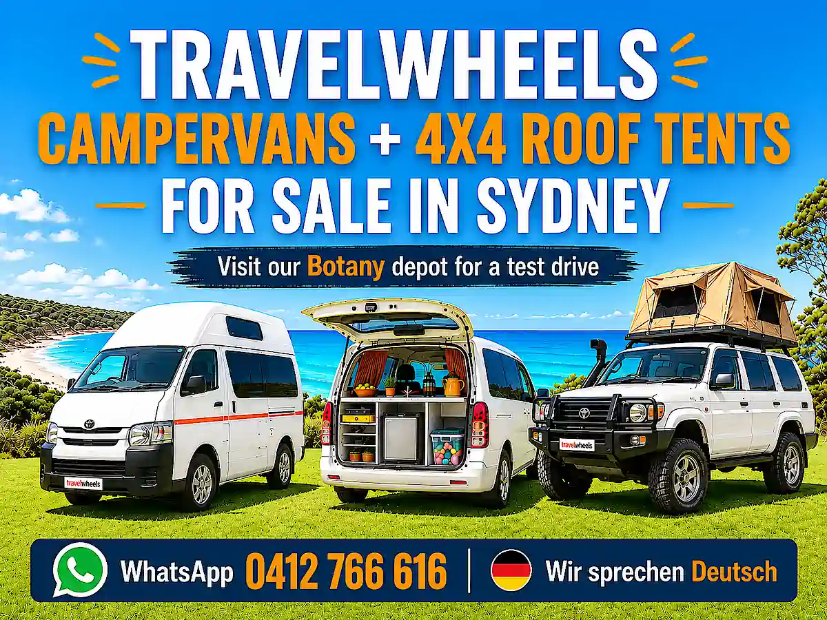 Travelwheels Sydney campervan sales office selling campervans and 4x4 roof tents in Botany - Wir sprechen Deutsch 0412 766 616