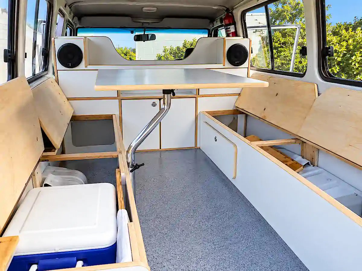Used Toyota Land crusier for sale - storage under rear benches in kitchen